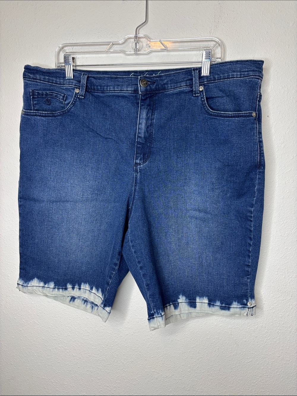Gloria Vanderbilt Blue Tie-Dye Hem Denim Shorts